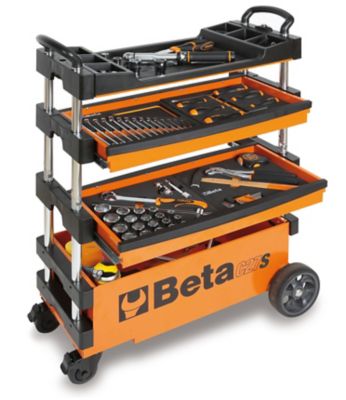 Beta Tools C27S Collapsible Rolling Tool Cart, Orange