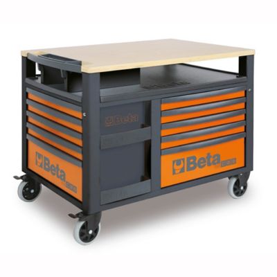 Beta Tools RSC28 Super Tank Rolling Tool Cabinet with Wood Worktop and 10 Drawers, Orange