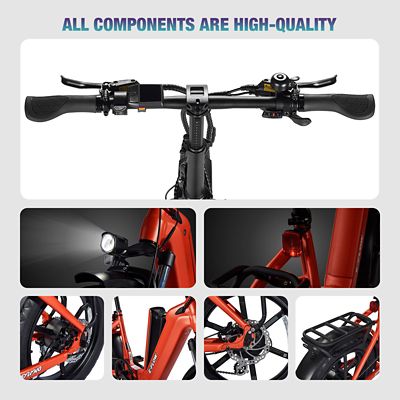 Image showing 6 th Young Electric 20 in. E-Flow Off-Road/Fat Tire Folding Electric Bicycle, Radio Orange