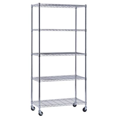 Muscle Rack 5-Tier Chrome Mobile Wire Shelving 36W x 18D x 72H
