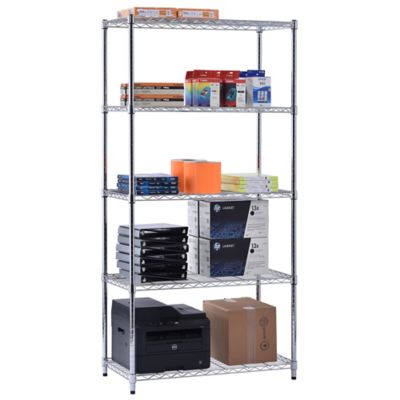 Image showing 6 th Muscle Rack 5-Shelf 36 in. x 18 in. x 72 in. Chrome Mobile Wire Shelving