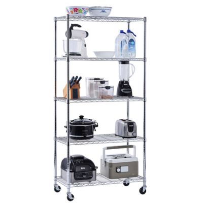 Image showing 7 th Muscle Rack 5-Shelf 36 in. x 18 in. x 72 in. Chrome Mobile Wire Shelving