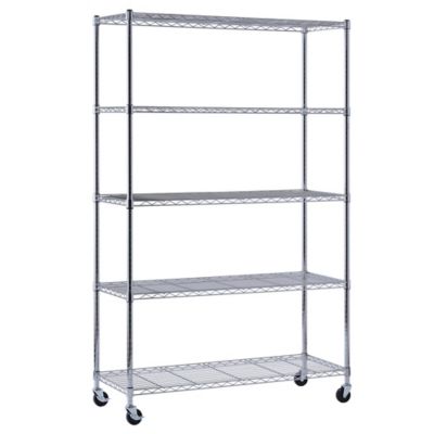 Muscle Rack 5-Tier Chrome Mobile Wire Shelving 48W x 18D x 72H