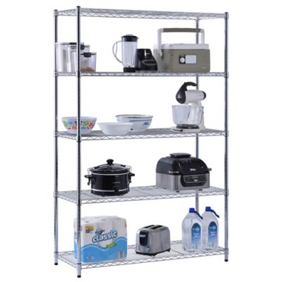 Image showing 7 th Muscle Rack 5-Shelf 48 in. x 18 in. x 72 in. Chrome Mobile Wire Shelving