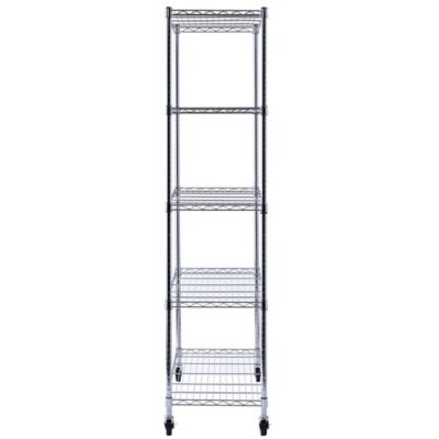 Image showing 8 th Muscle Rack 5-Shelf 48 in. x 18 in. x 72 in. Chrome Mobile Wire Shelving