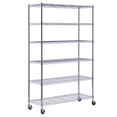 Muscle Rack 6-Tier Chrome Mobile Wire Shelving 48W x 18D x 72H