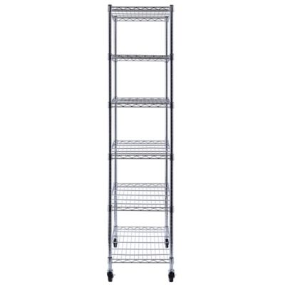 Image showing 8 th Muscle Rack 6-Shelf 48 in. x 18 in. x 72 in. Chrome Mobile Wire Shelving