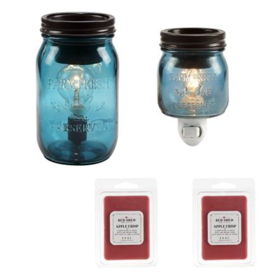 Red Shed Blue Jar Warmer Set