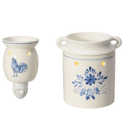 Red Shed Floral Crock Wax Warmer Set
