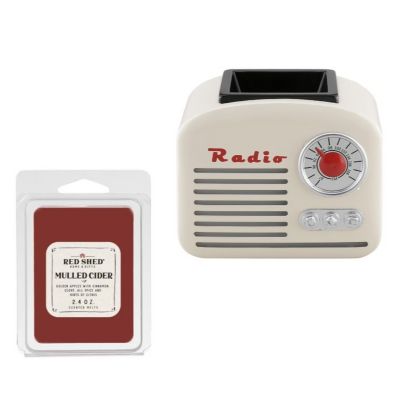 Red Shed Vintage Radio Wax Warmer with Scented Wax Melts