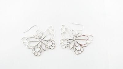 Buddy G's Lace Wire Butterfly Drop Earrings, 90838FHSILT