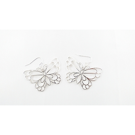 Buddy G's Lace Wire Butterfly Drop Earrings, 90838FHSILT