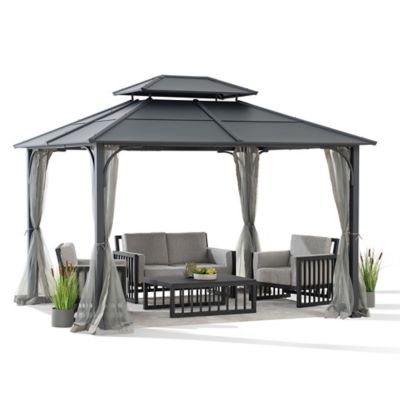 Sunjoy Steel Gazebo with 2-Tier Hip Roof Hardtop, A102009121