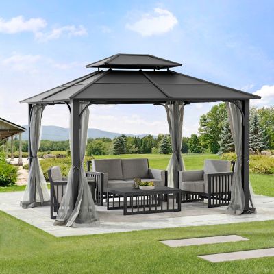 Image showing  Steel Gazebo with 2-Tier Hip Roof Hardtop, A102009121