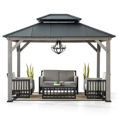 Sunjoy Cedar Framed Gazebo with Steel Hardtop, A102032601