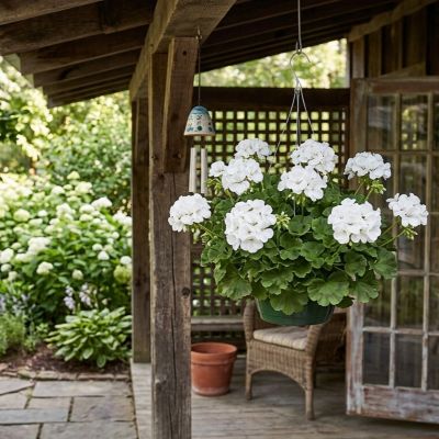 Image showing 1.5 gal. Premium Zonal Geranium Flowering Hanging Basket