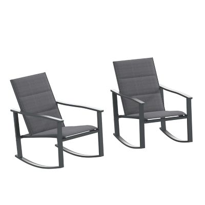 Image showing  Brazos Set of 2 Outdoor Rocking Chairs with Flex Comfort Material and Metal Frame