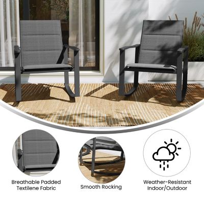 Image showing  Brazos Set of 2 Outdoor Rocking Chairs with Flex Comfort Material and Metal Frame