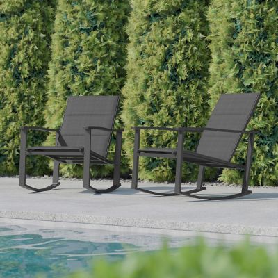 Image showing  Brazos Set of 2 Outdoor Rocking Chairs with Flex Comfort Material and Metal Frame