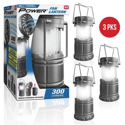 Bell & Howell Power Fan Lantern - 300 Lumen LED with Flip-Up Fan (3-Pack)