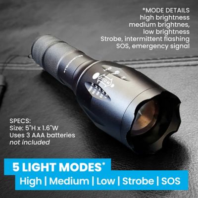 Image showing  Tac Light Flashlight - Water Resistant, 5 Modes and Zoom Function (Set of 3)