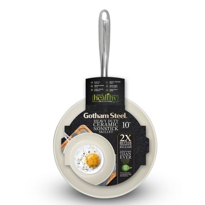 Image showing  Natural Collection Nonstick 10 in. Frying Pan in Cream with Stainless Steel Handle