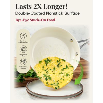 Image showing  Natural Collection Nonstick 10 in. Frying Pan in Cream with Stainless Steel Handle