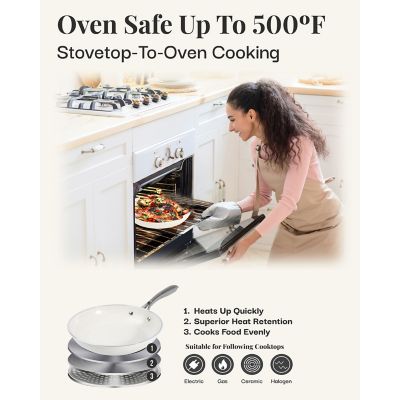 Image showing 7 th Gotham Steel Natural Collection Nonstick 10 in. Frying Pan in Cream with Stainless Steel Handle