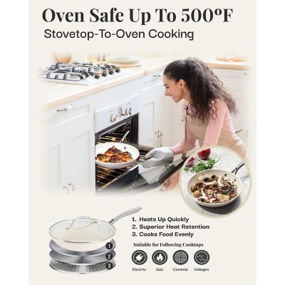 Image showing 6 th Gotham Steel Natural Collection 12-Piece Cookware Set in Cream with Stainless Steel Handles