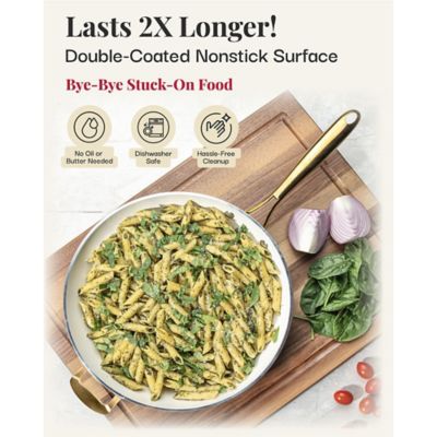 Image showing  Natural Collection 5.5 qt. Jumbo Cooker with Lid in Cream and Gold Handle