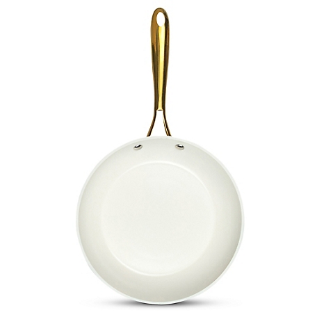 Gotham Steel Natural Collection Non-Stick 10 in. Frying Pan in Cream with Gold Handle
