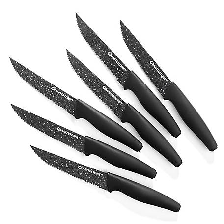 Granitestone Nutri Blade 6-Piece Stainless Steel Steak Knives in Black