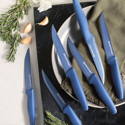 Image showing  Nutri Blade 6-Piece Stainless Steel Steak Knives in Blue