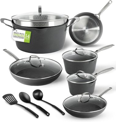 Granitestone Armor Max 14 Pc Pots and Pans Set Nonstick Cookware Set,  Complete Hard Anodized Kitchen Cookware Set with Non Stick Pots and Pans  Set