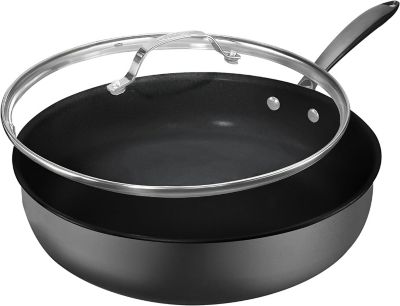 Granitestone Armor Max 2x Hard Anodized 4 qt. Deep Saute Pan with Lid in Black