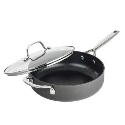 Granitestone Armor Max 2x Hard Anodized 5.5 qt. Deep Saute Pan with Lid in Black