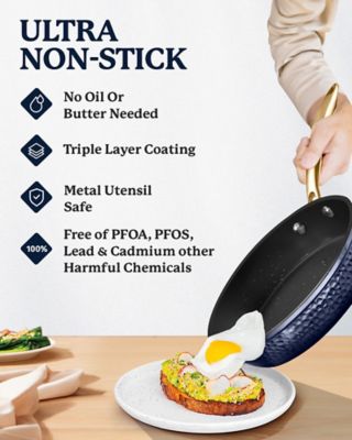 Granitestone 10 in. Charleston Collection Hammered Frying Pan in Navy ...