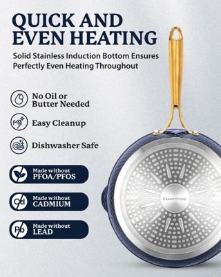 Image showing  Charleston Collection Hammered 4 qt. Deep Saute Pan in Navy and Gold