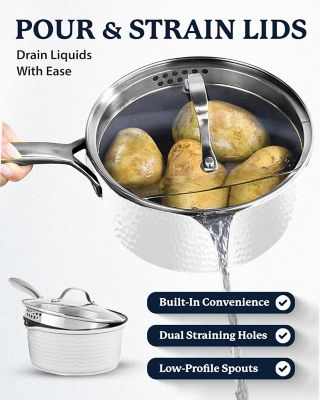 Image showing  Charleston Collection Hammered 15-Piece Cookware Set in White