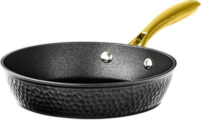 Granitestone Charleston Collection Hammered 12 in. Frying Pan in Black and Gold