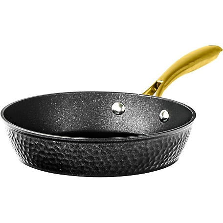 Granitestone Charleston Collection Hammered 12 in. Frying Pan in Black and Gold