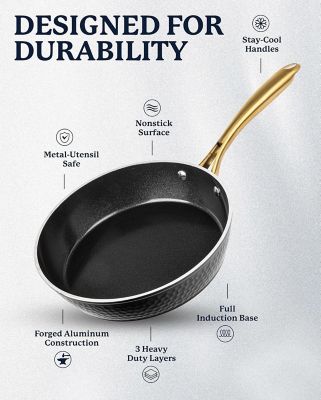 Image showing  Charleston Collection Hammered 12 in. Frying Pan in Black and Gold