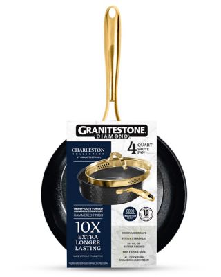 Image showing  Charleston Collection Hammered 4 qt. Deep Saute Pan in Black and Gold