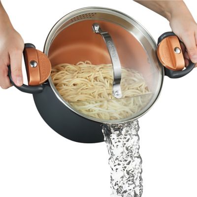 Gotham Steel 5 qt. Ti-Ceramic Pasta Pot with Built in Strainer and Twist & Lock Handles