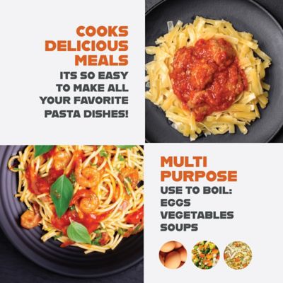 Image showing  5 qt. Ti-Ceramic Pasta Pot with Built in Strainer and Twist & Lock Handles