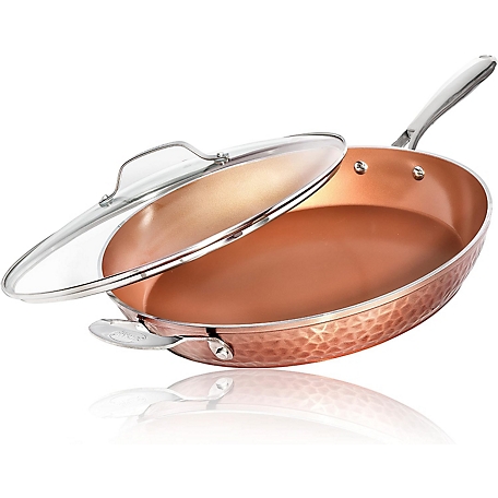 Gotham Steel Hammered Copper 14 in. XL Skillet with Lid