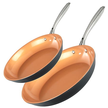 Gotham Steel Pro Hard Anodized 10 in. and 11.5 in. Frying Pan Set in Copper
