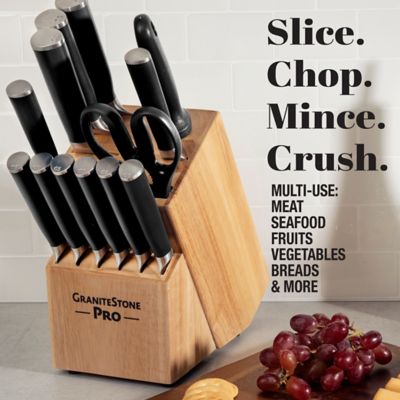 Image showing 6 th Granitestone Nutri Blade Pro 14-Piece Stainless Steel Knife Set Block