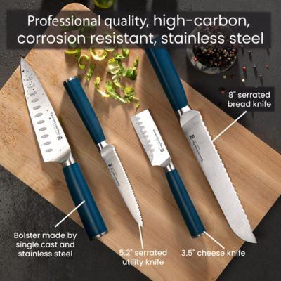 Image showing  Nutri Blade Pro 14-Piece Stainless Steel Knife Set with Block, Blue