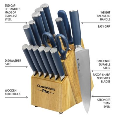 Image showing  Nutri Blade Pro 14-Piece Stainless Steel Knife Set with Block, Blue